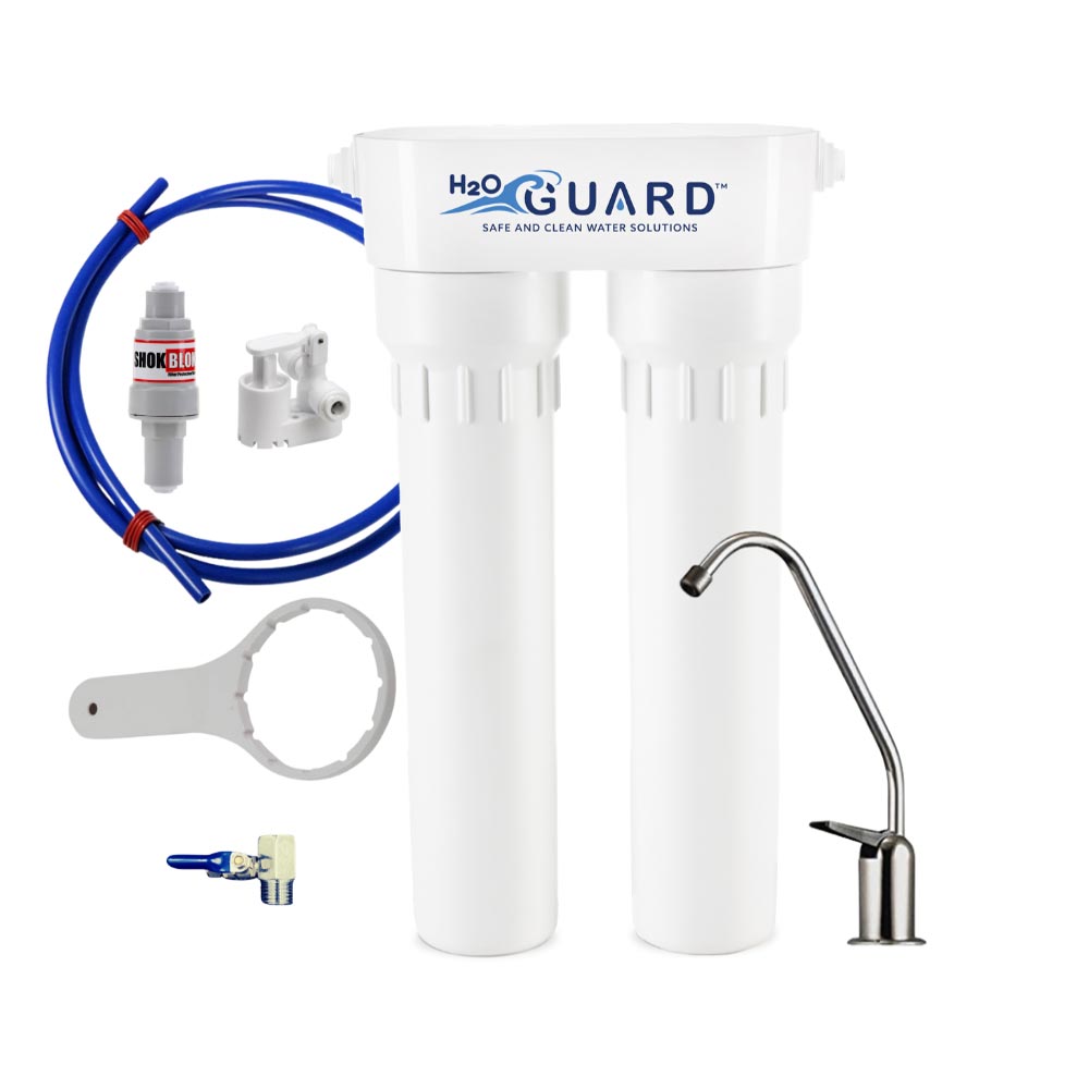 Dual Cartridge Undersink filter with Replaceable Cartridges
